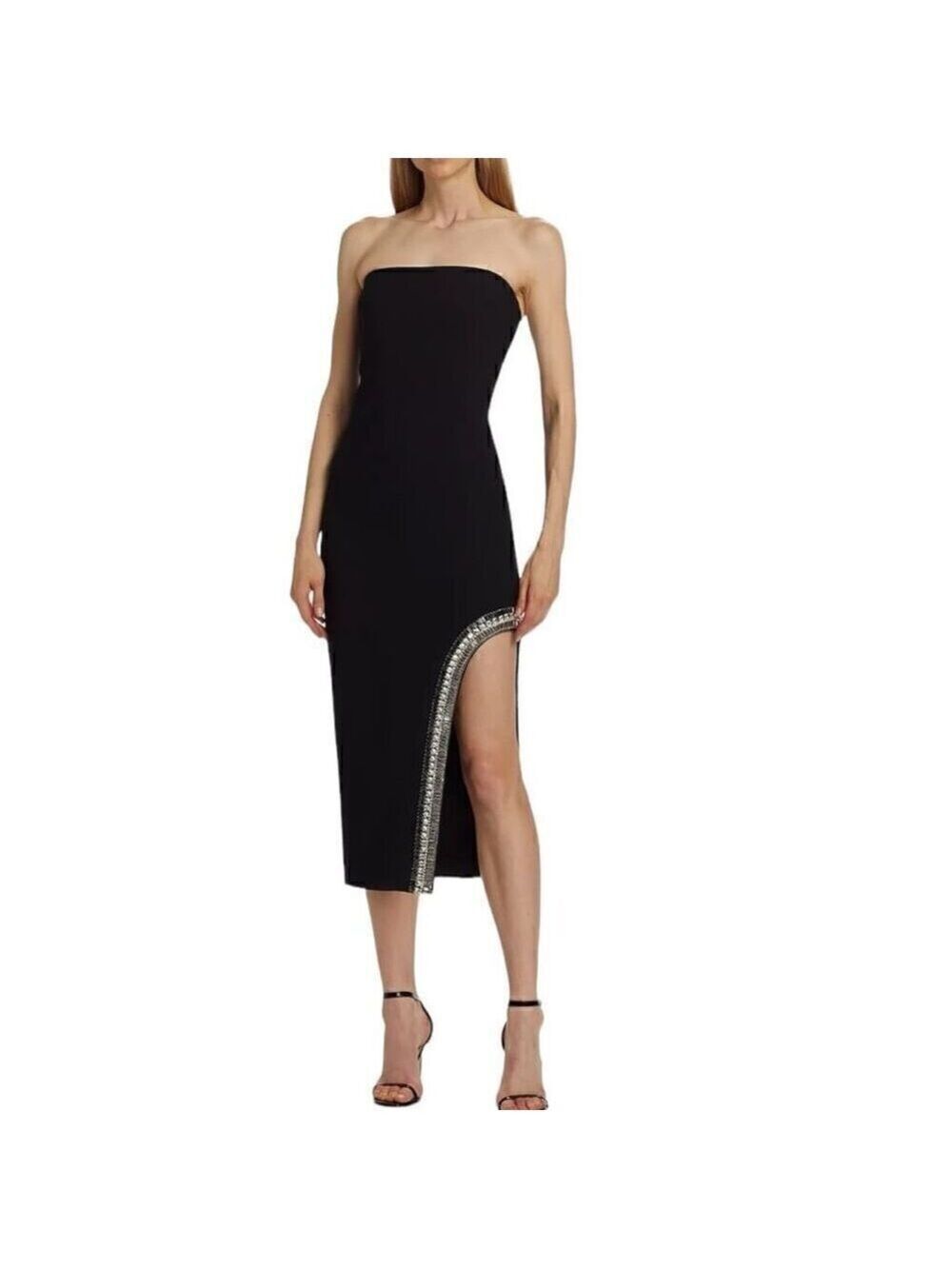 Cinq a Sept Sammy Strapless Rhinestone Midi Dress Size 12
